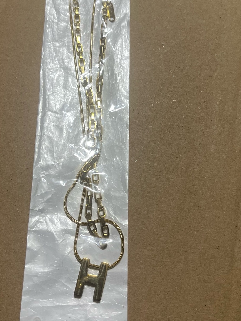 Gold-Tone stainless steel 14 k Chain Necklace with H Pendant